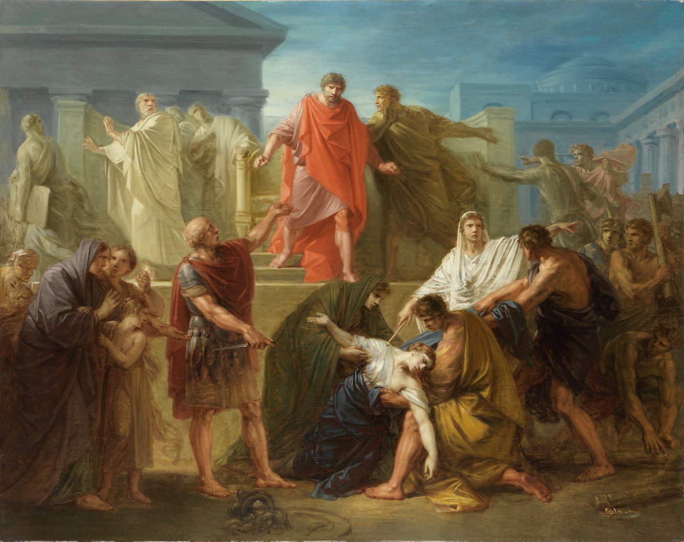 buntes Ölgemälde mit einer Gruppe von Menschen