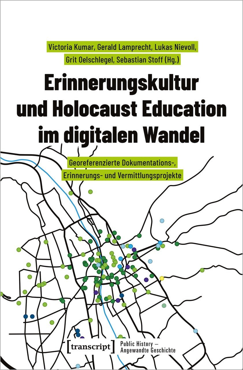 A book cover in portrait format with the title, author details and the publisher's name. The cover features a stylized city map with colored dots.