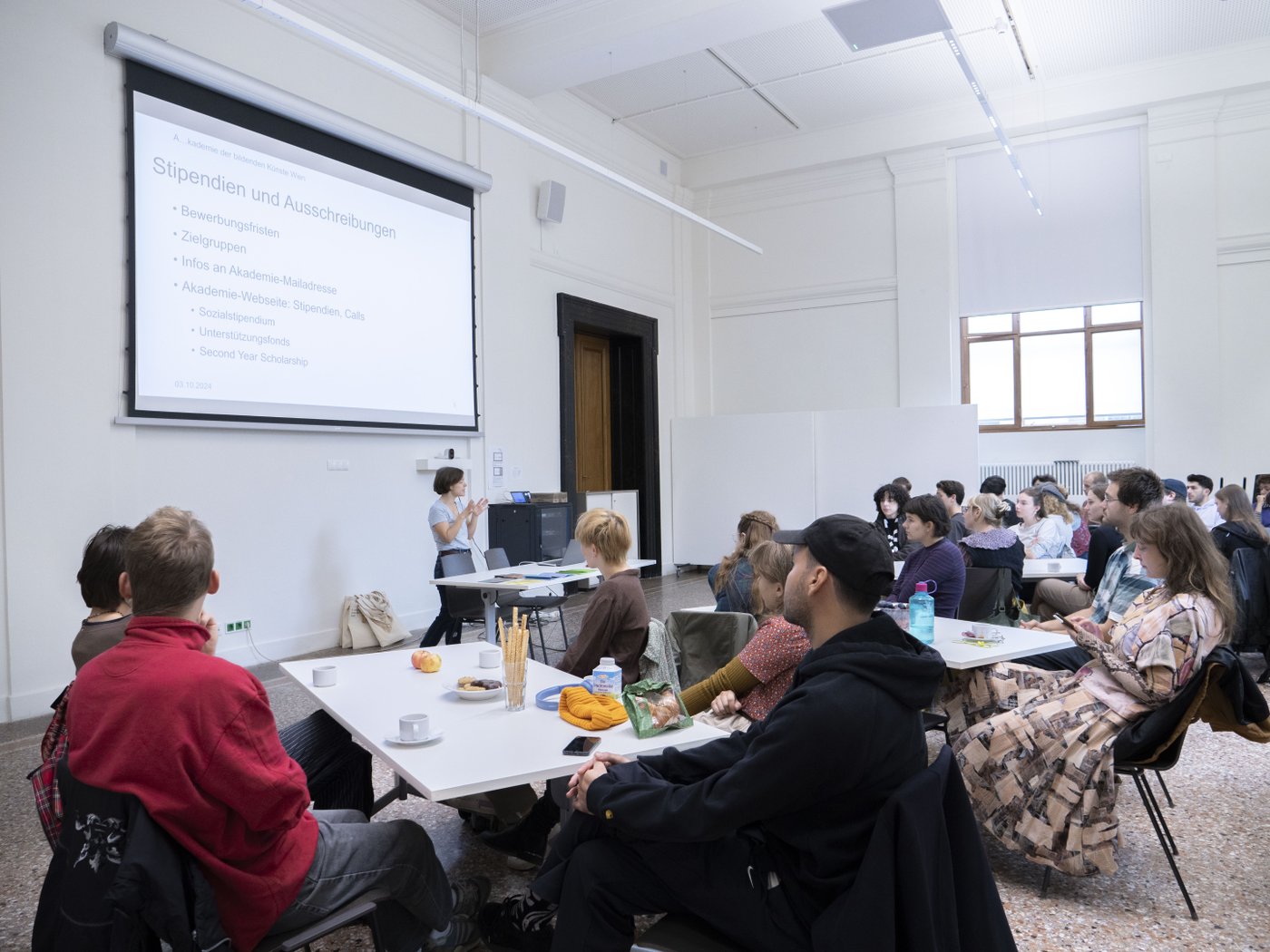 Group of new students at an information session